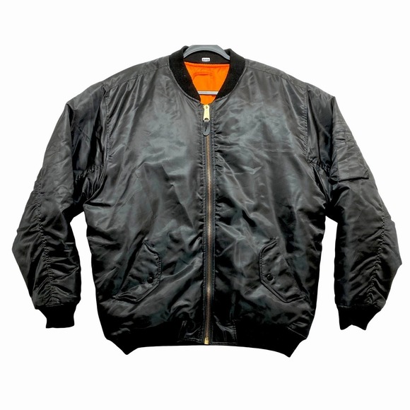 Arctic Pole Other - Arctic Pole Flight MA-1 Bomber Jacket Mens Size Large Black Orange Reversible